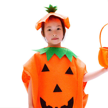 Halloween Vestido Naranja de Calabaza Cosplay Disfraz de Escenario para Niñas
